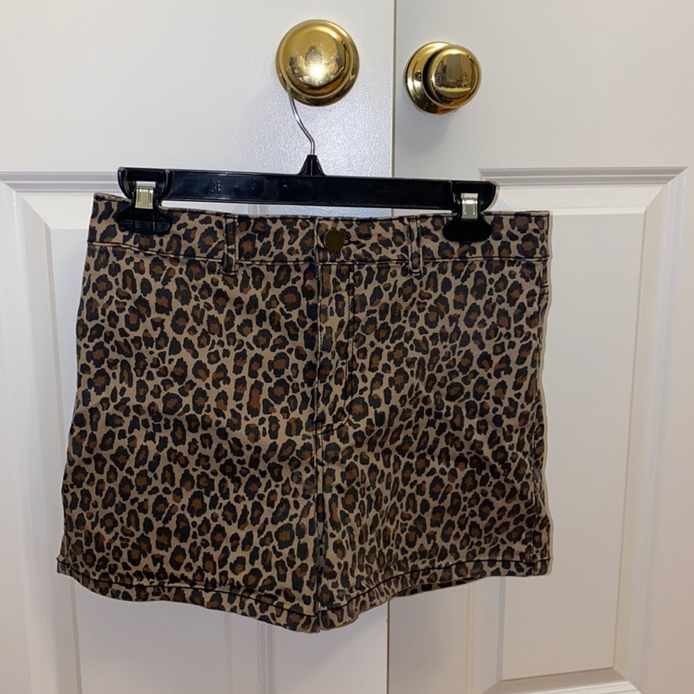 Altar’d State Leopard print denim shorts